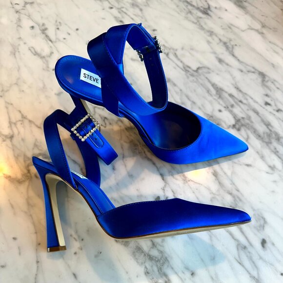 Steve Madden Sarantos Pump Blue Satin - Size 8.5 - Picture 5 of 10